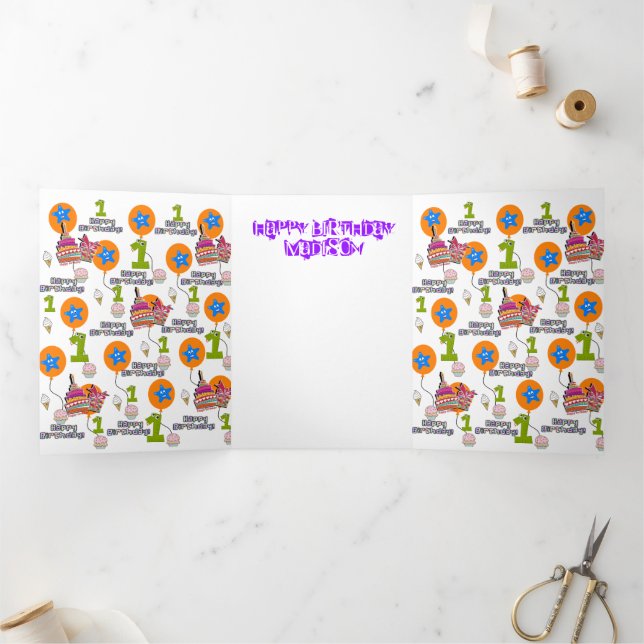 Feliz Primeiro Cartão de Aniversário, #1 Branca de (Dentro)