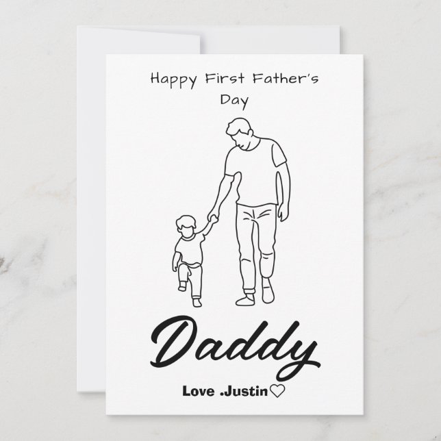 Feliz Primeiro Dia dos Pais Cartão Doce e Carinhos (Frente)