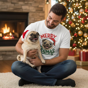 Feliz Pugmas Camisa de Natal Engraçada de Pug para