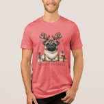 Feliz Pugmas Natal Pet Pug Cachorro Festivo<br><div class="desc">A feliz Pugmas Christmas Pet Pug Dog Fesesestivo Tri-Blend Shirt apresenta um lindo cão vestindo galhadas e acentuado com presentes com o texto "Pugmas da Feliz" na tipografia moderna. Perfeito para presentes de Natal,  festas de Natal e festas de Natal,  aniversários e muito mais. Criado pelo Evco Studio www.zazzle.com/store/evcostudio</div>