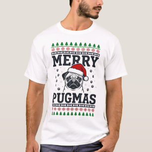 Feliz Pugmas Natal Pug Design de Suéter Feio