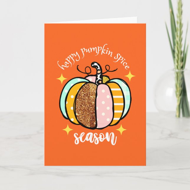 Feliz Pumpkin Spice Season Bonito Cartão de Ação d (Frente)
