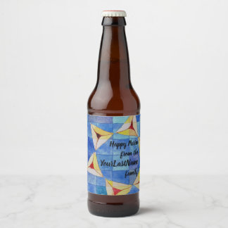 Feliz Purim da sua família - rótulos de garrafas d