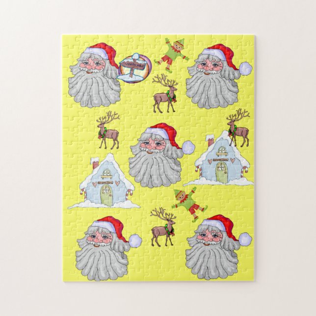 Feliz Quebra-cabeça de Natal Papais noeis Elf Rein (Vertical)