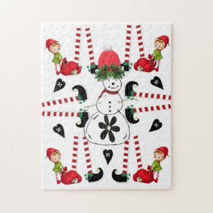 Feliz Quebra-cabeça de Natal Snowman Elf