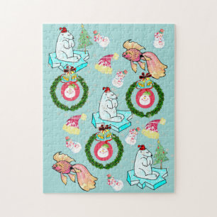 Feliz Quebra-cabeça de Natal - Urso Polar Snowman
