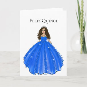 Feliz Quince - Cartão de Aniversário Azul de Quinc