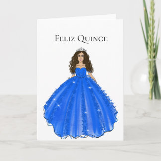 Feliz Quince - Cartão de Aniversário Azul de Quinc