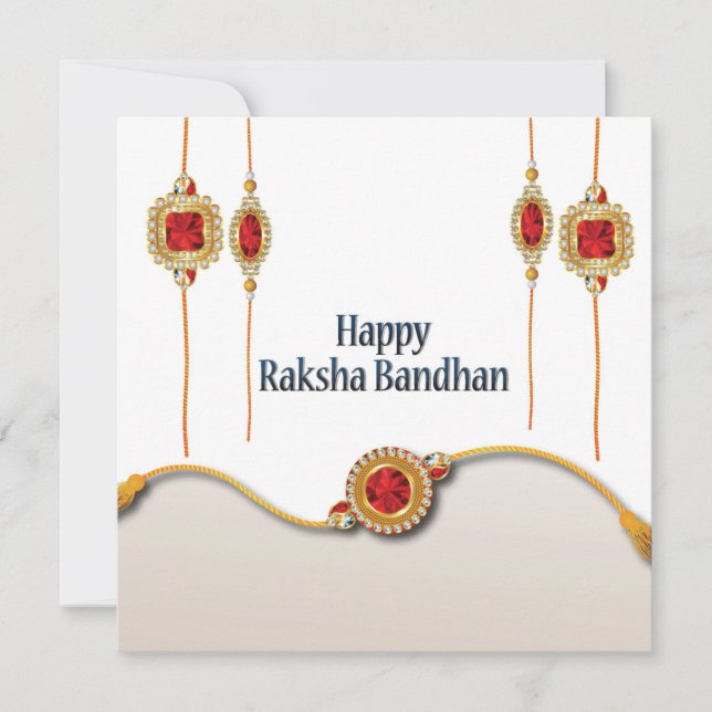 Feliz Raksha Bandhan, gemstone vermelha (Frente)