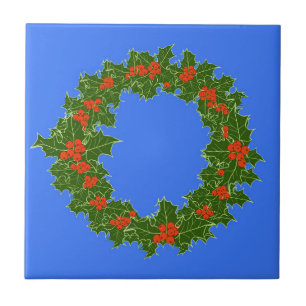 Feliz Red Berry e Holly Wreath para o Natal