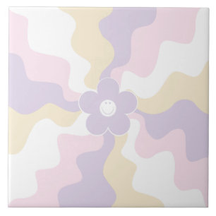 Feliz Retro Daisy - Pink Pastel, Amarelo e Roxo