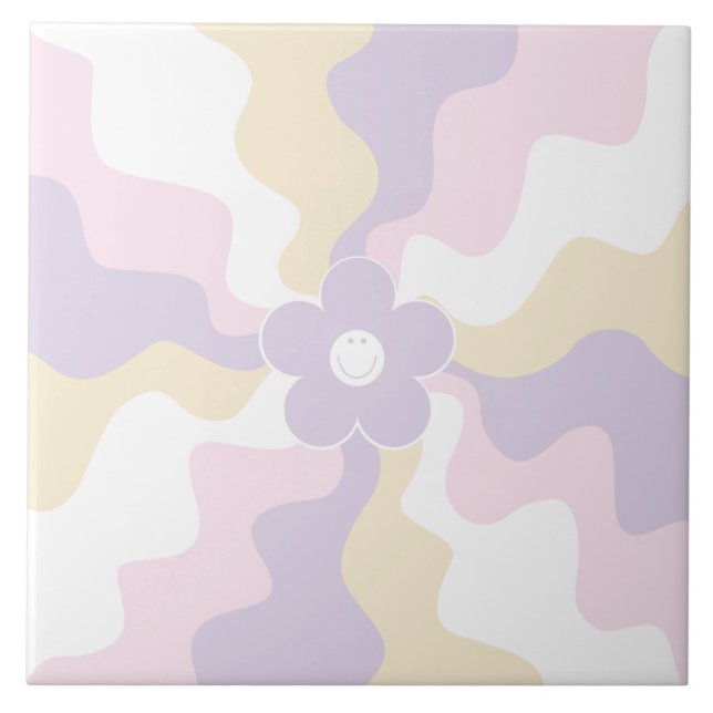 Feliz Retro Daisy - Pink Pastel, Amarelo e Roxo (Frente)
