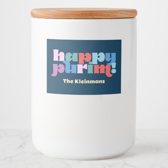 Feliz rótulo de amostra de Purim para manot de mis (Frente)