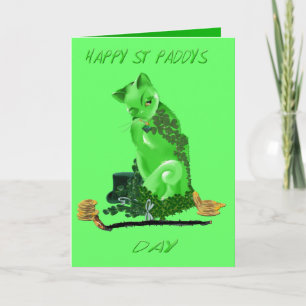 Feliz Rua. Cartão de Gato do Dia dos Patricinhos