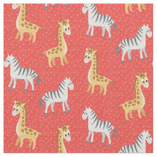 Feliz Safari Zebras e Girafas Tecido Cute