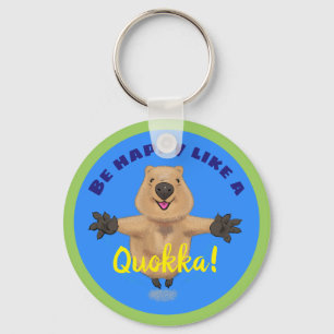 Feliz salto de chaveiro azul de cartoon quokka