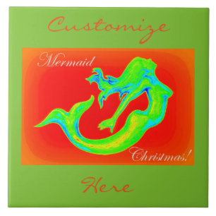 feliz sereia natal vermelho/verde