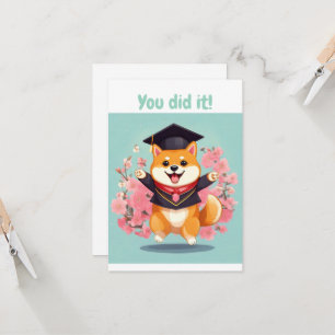 feliz shiba inu se formando - cartão de graduação