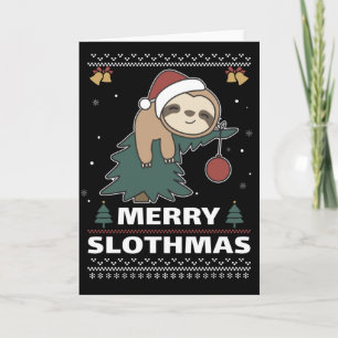 Feliz Slothmas Cartão de Natal Engraçado de Pregui