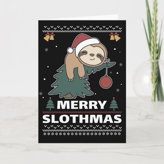 Feliz Slothmas Engraçado Slony Cartão de Pun de Na (Frente)