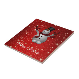 Feliz Snowman Com Chapéu E Luvas