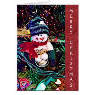 Feliz Snowman de Natal com Cartão Snowball