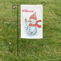 Feliz Snowman House Flag