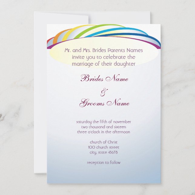 Feliz sob o convite do Casamento Rainbow (Frente)