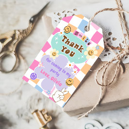 Feliz Sorriso de Rosto Cheio de Etiquetas de Prese