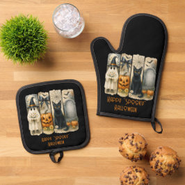 Feliz "Spooky" Halloween Pumpkin Ghost Black Cat
