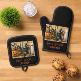 Feliz "Spooky" Halloween Pumpkins Black Gats