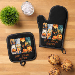 Feliz "Spooky" Halloween Pumpkins Black Ghost
