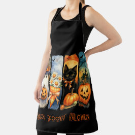Feliz "Spooky" Halloween Pumpkins Black Ghosts