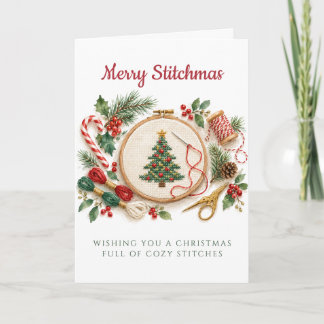 Feliz Stitchmas Cartão de Natal de Ponto Cruz