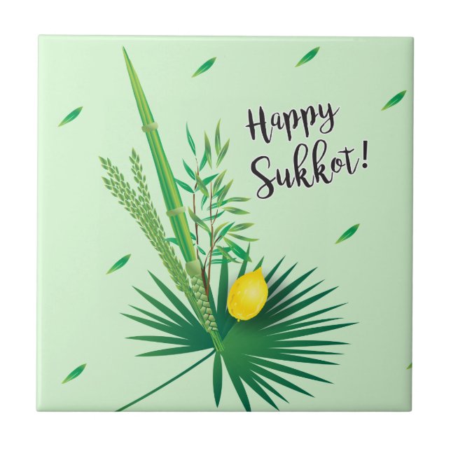 Feliz Sukkot Lulav e Etrog Watercolor Padrão (Frente)