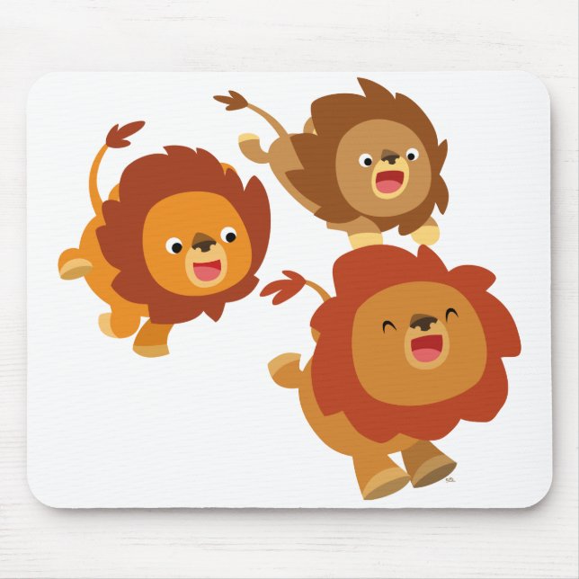 Feliz Trio de Cartoons Bonitos Lions Mousepad (Frente)