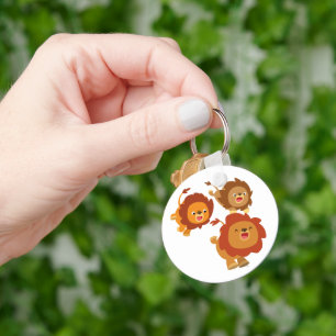 Feliz Trio de Leões de Cartoon Bonitos Chaveiro