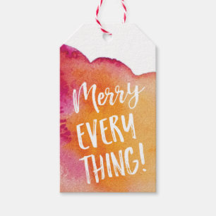 Feliz Tudo aquarela etiquetas de presente de Natal