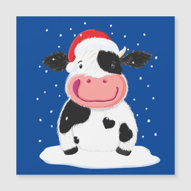 Feliz Vaca De Holstein Na Neve De Natal (Frente)