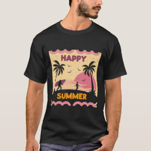 Feliz Verão - Design de Camisa de T-Shirt Única e