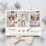 Feliz Vermelha Elegante e Cartão Feriado de Foto B<br><div class="desc">Cartão com fotos de férias simples e elegante com um padrão branco de neve no verso. Para personalização mais avançada deste design,  clique no link Personalizar Mais para alterar a fonte,  o tamanho,  a cor,  etc.</div>