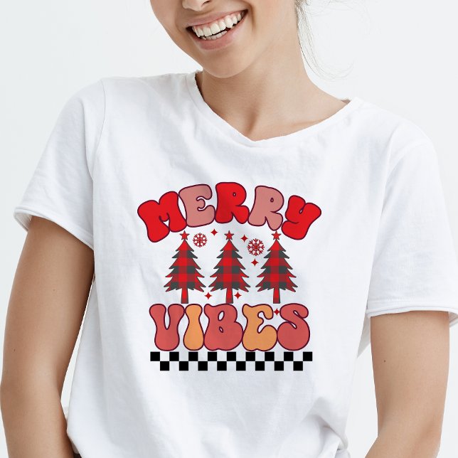 Feliz Vibes Retro Groovy Feriados de Natal (Merry Vibes Retro Groovy Christmas Holidays T-Shirt)
