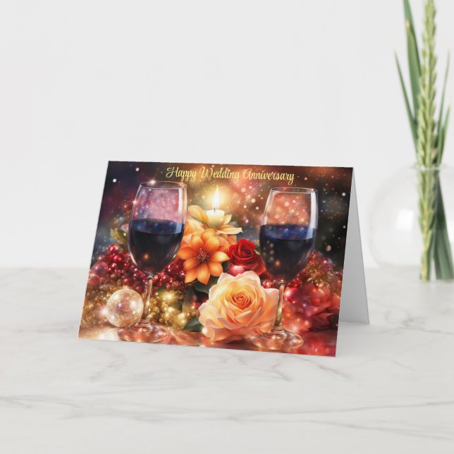 Feliz Vinho Casado Aniversário Belo Cartão (Frente)