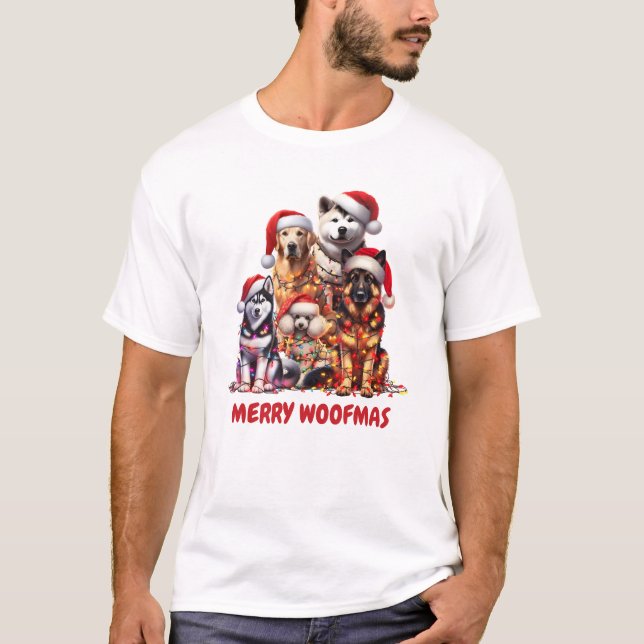 Feliz Woofmas Cão Camisa de Natal (Frente)