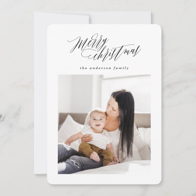 Feliz xadrez de Natal cartão com fotos de férias (Frente)