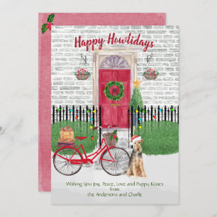 Felizes Feriados Welsh Terrier Bicicleta Porta Ver