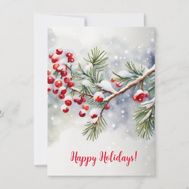 Felizes Férias com Berries Vermelhos e Neve (Frente)