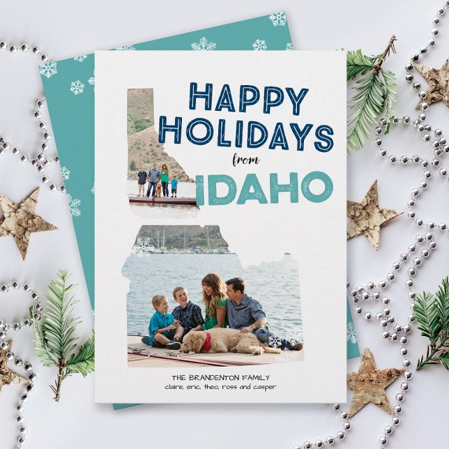 Felizes Férias do Cartão de Férias de Idaho (From Idaho with love two photo Christmas holiday card and moving announcement )