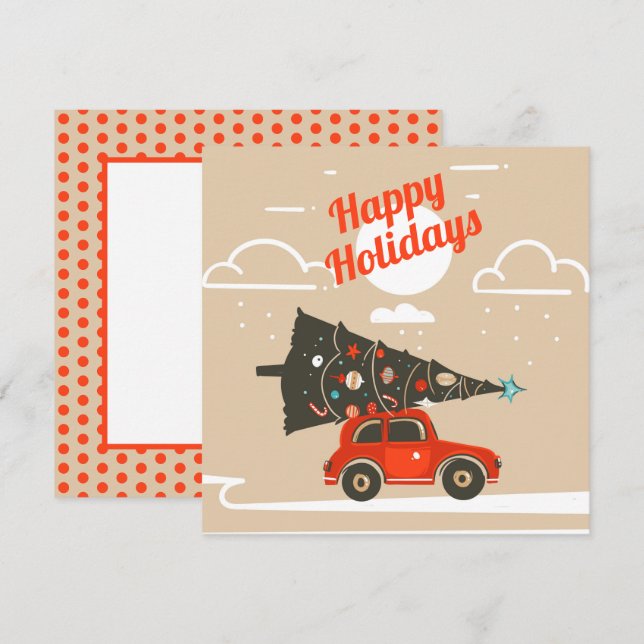Felizes Festas Árvore de Natal Cartão Plano (Frente/Verso)