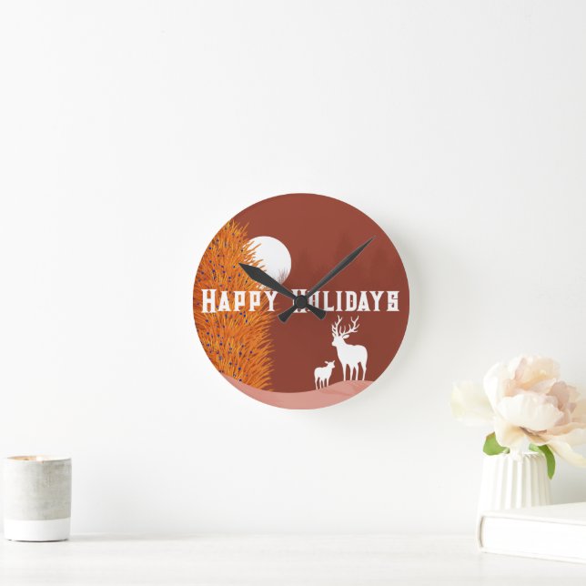 Felizes Festas - Relógio de Parede de Acrílico (Lar)